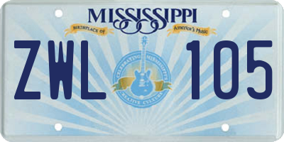 MS license plate ZWL105