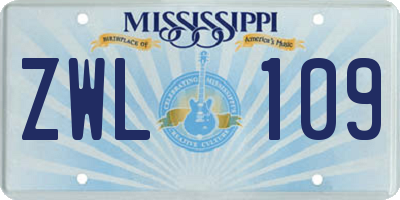MS license plate ZWL109