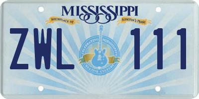 MS license plate ZWL111