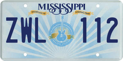 MS license plate ZWL112