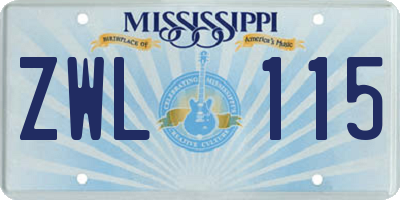 MS license plate ZWL115