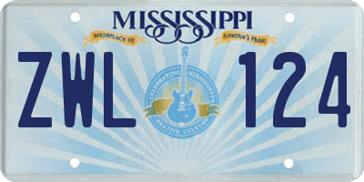 MS license plate ZWL124