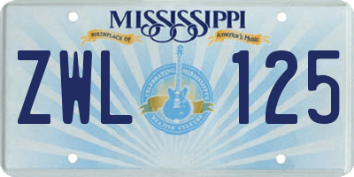 MS license plate ZWL125