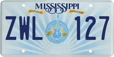 MS license plate ZWL127