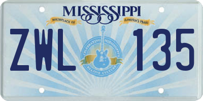 MS license plate ZWL135
