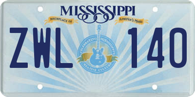 MS license plate ZWL140
