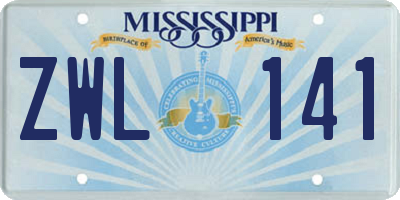 MS license plate ZWL141