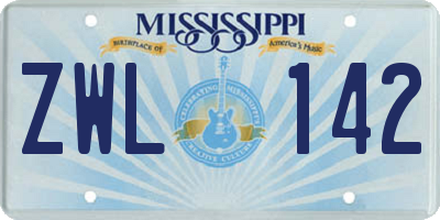 MS license plate ZWL142