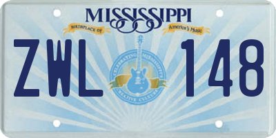 MS license plate ZWL148