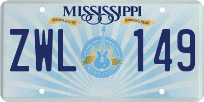 MS license plate ZWL149