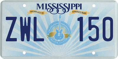 MS license plate ZWL150
