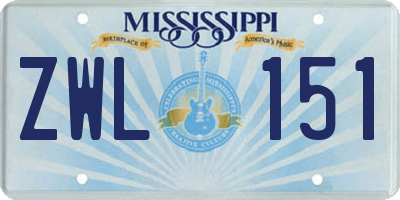 MS license plate ZWL151