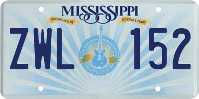 MS license plate ZWL152