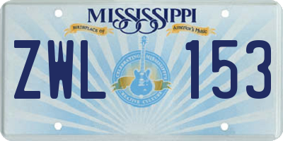MS license plate ZWL153