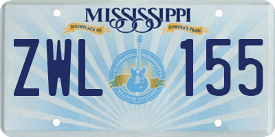 MS license plate ZWL155