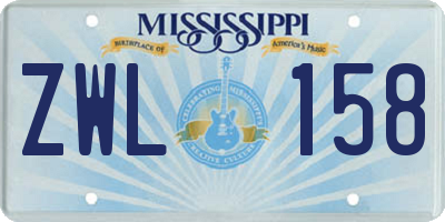MS license plate ZWL158