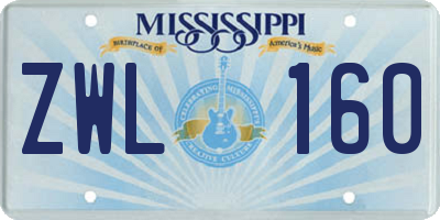 MS license plate ZWL160