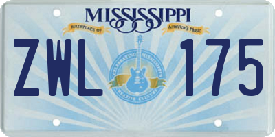 MS license plate ZWL175