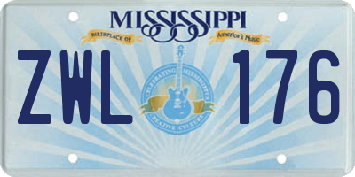 MS license plate ZWL176