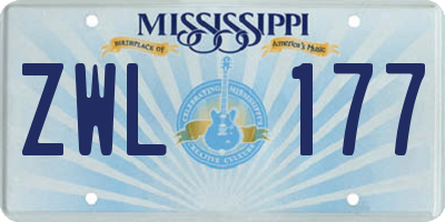MS license plate ZWL177