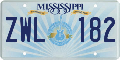 MS license plate ZWL182