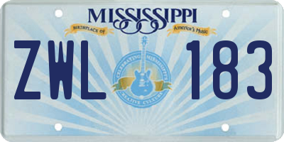 MS license plate ZWL183