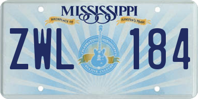 MS license plate ZWL184