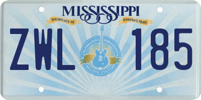 MS license plate ZWL185
