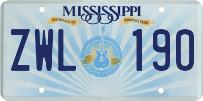 MS license plate ZWL190