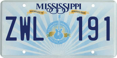 MS license plate ZWL191