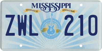 MS license plate ZWL210
