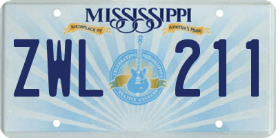MS license plate ZWL211