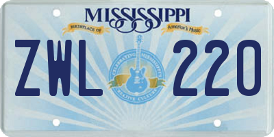 MS license plate ZWL220