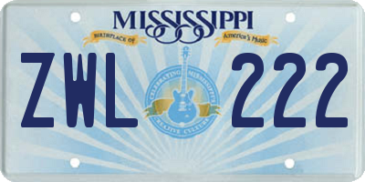 MS license plate ZWL222