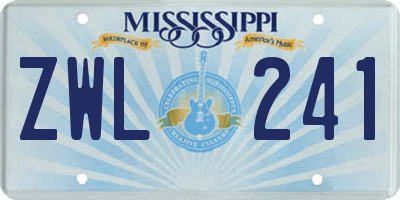 MS license plate ZWL241
