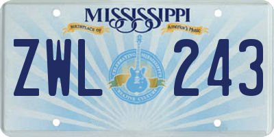 MS license plate ZWL243