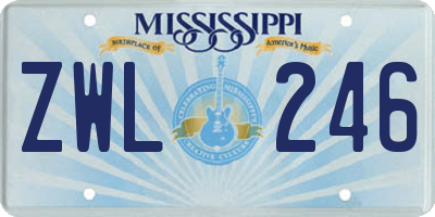 MS license plate ZWL246
