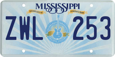 MS license plate ZWL253