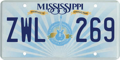 MS license plate ZWL269