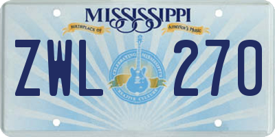 MS license plate ZWL270