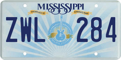 MS license plate ZWL284