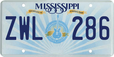 MS license plate ZWL286