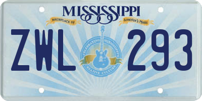 MS license plate ZWL293