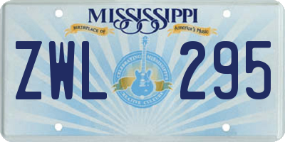 MS license plate ZWL295
