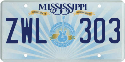 MS license plate ZWL303