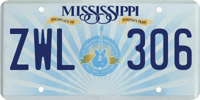 MS license plate ZWL306