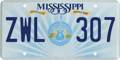 MS license plate ZWL307