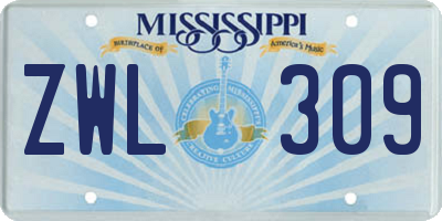 MS license plate ZWL309