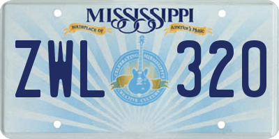MS license plate ZWL320