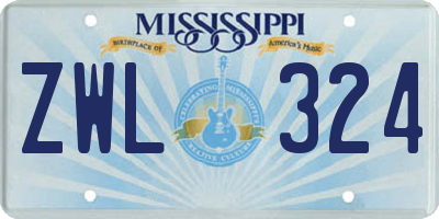 MS license plate ZWL324